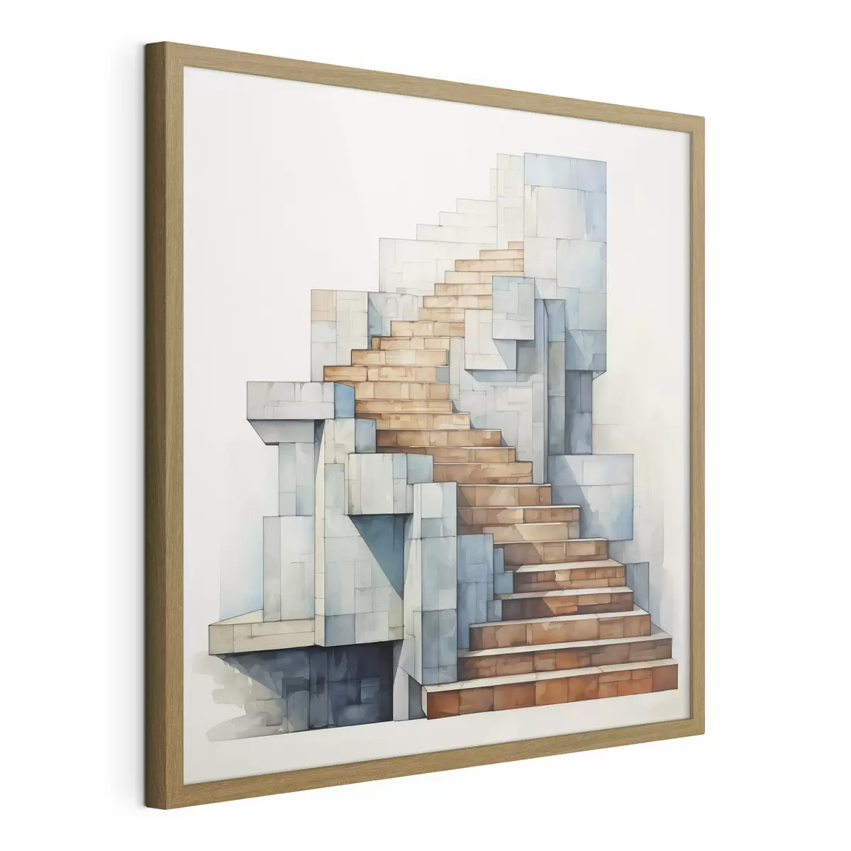 Poster Escalier en pierre paysage architectural abstrait aquarelle f40891