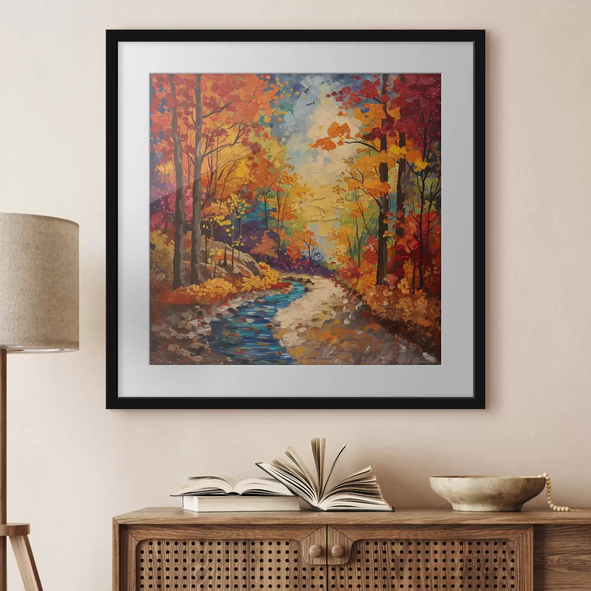 Poster Chemin dans la forêt avec des peintures à l'aquarelle f40901