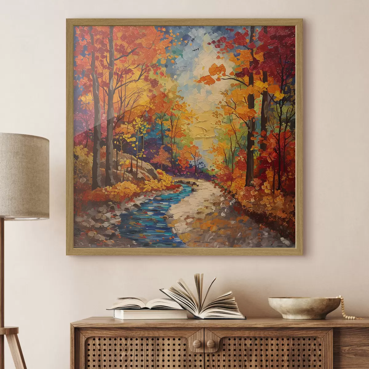 Poster Chemin dans la forêt avec des peintures à l'aquarelle f40901