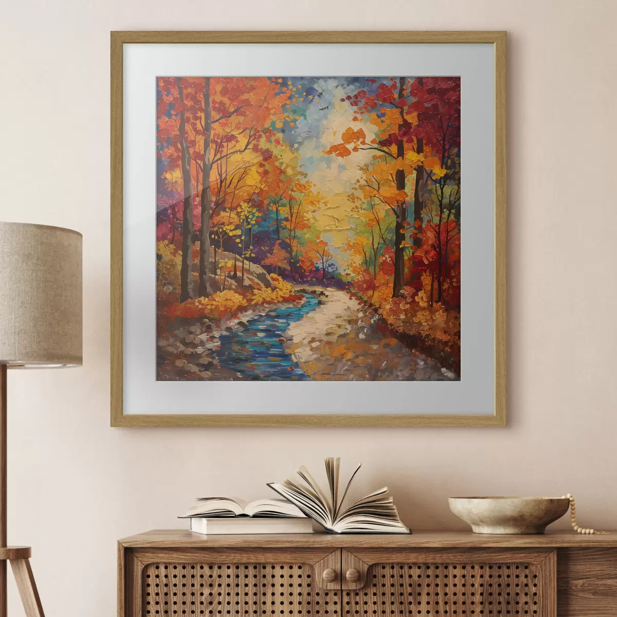 Poster Chemin dans la forêt avec des peintures à l'aquarelle f40901