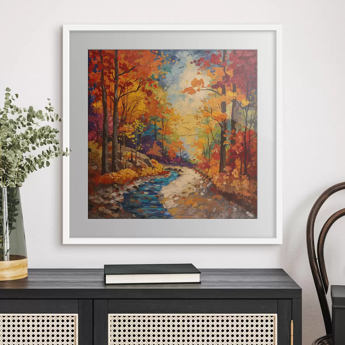 Poster Chemin dans la forêt avec des peintures à l'aquarelle f40901