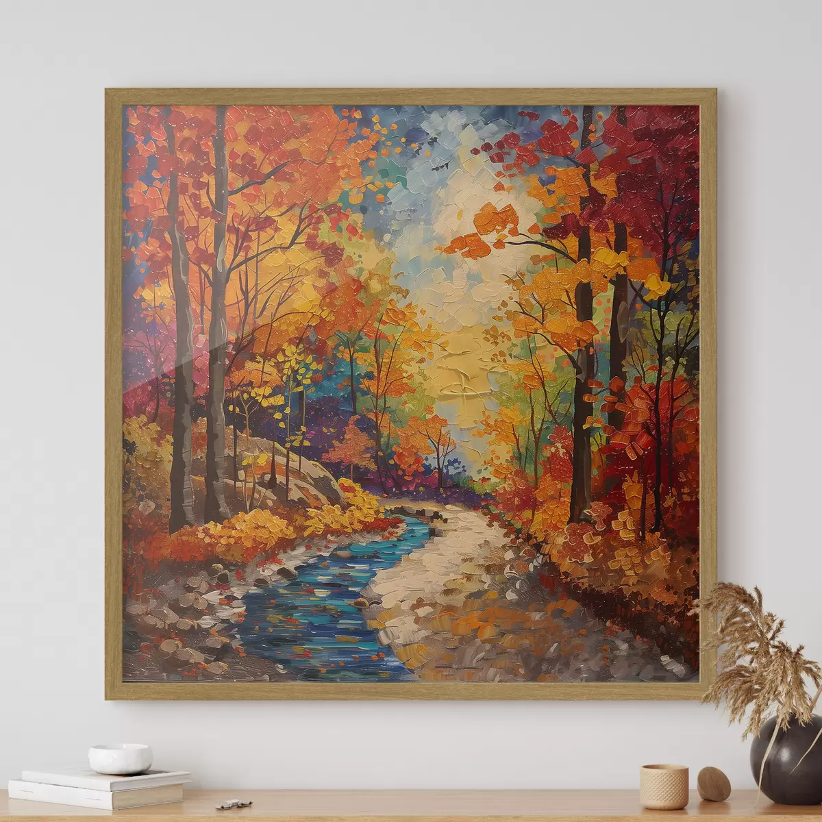 Poster Chemin dans la forêt avec des peintures à l'aquarelle f40901