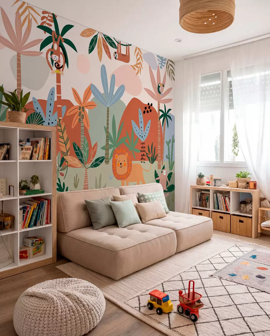 Papier peint Jungle en patchwork w01720