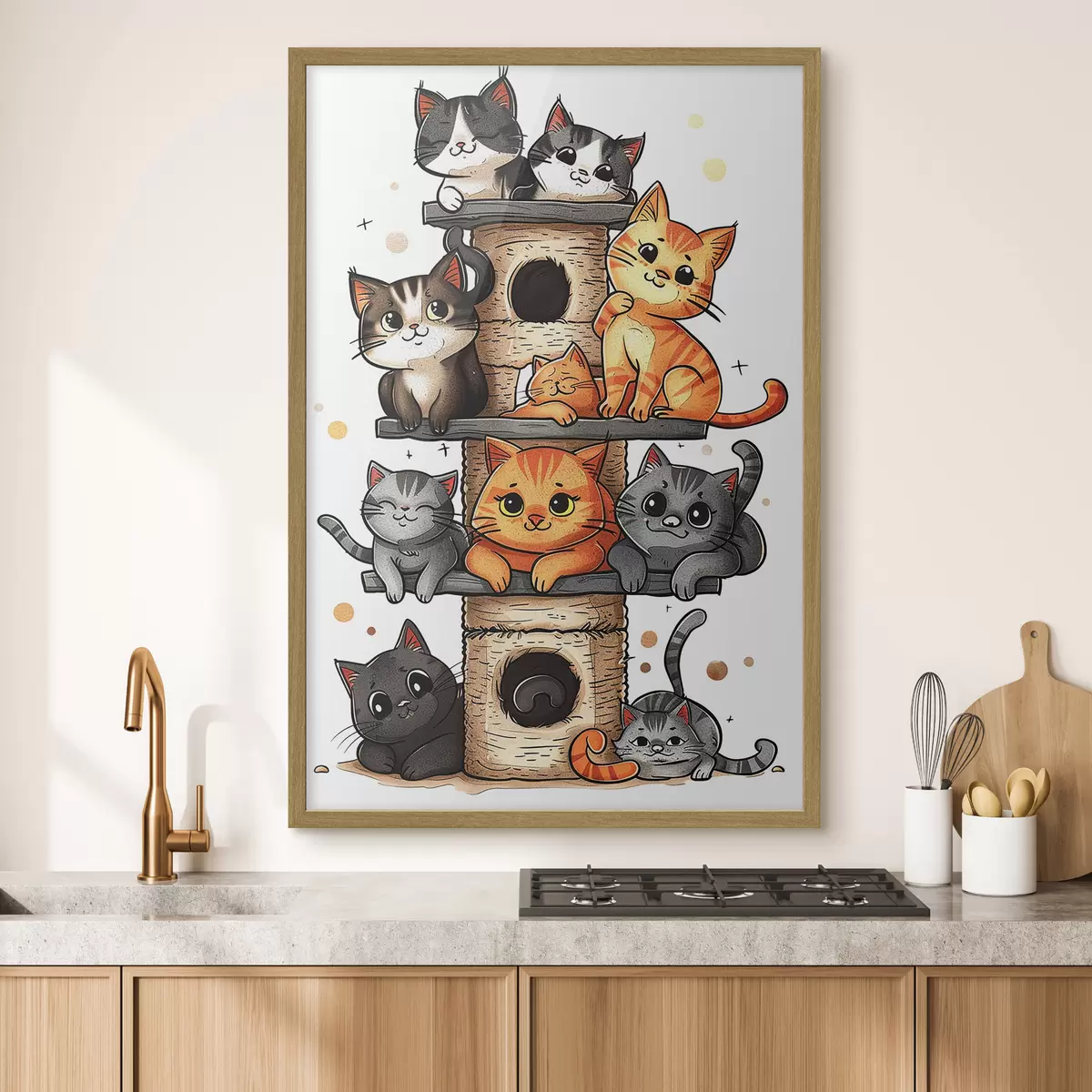 Poster Divers chats sur le comptoir f40929