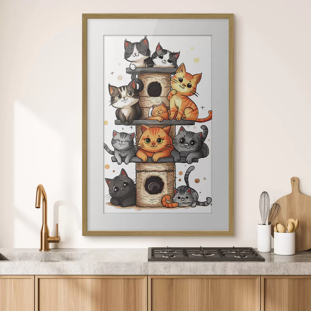 Poster Divers chats sur le comptoir f40929