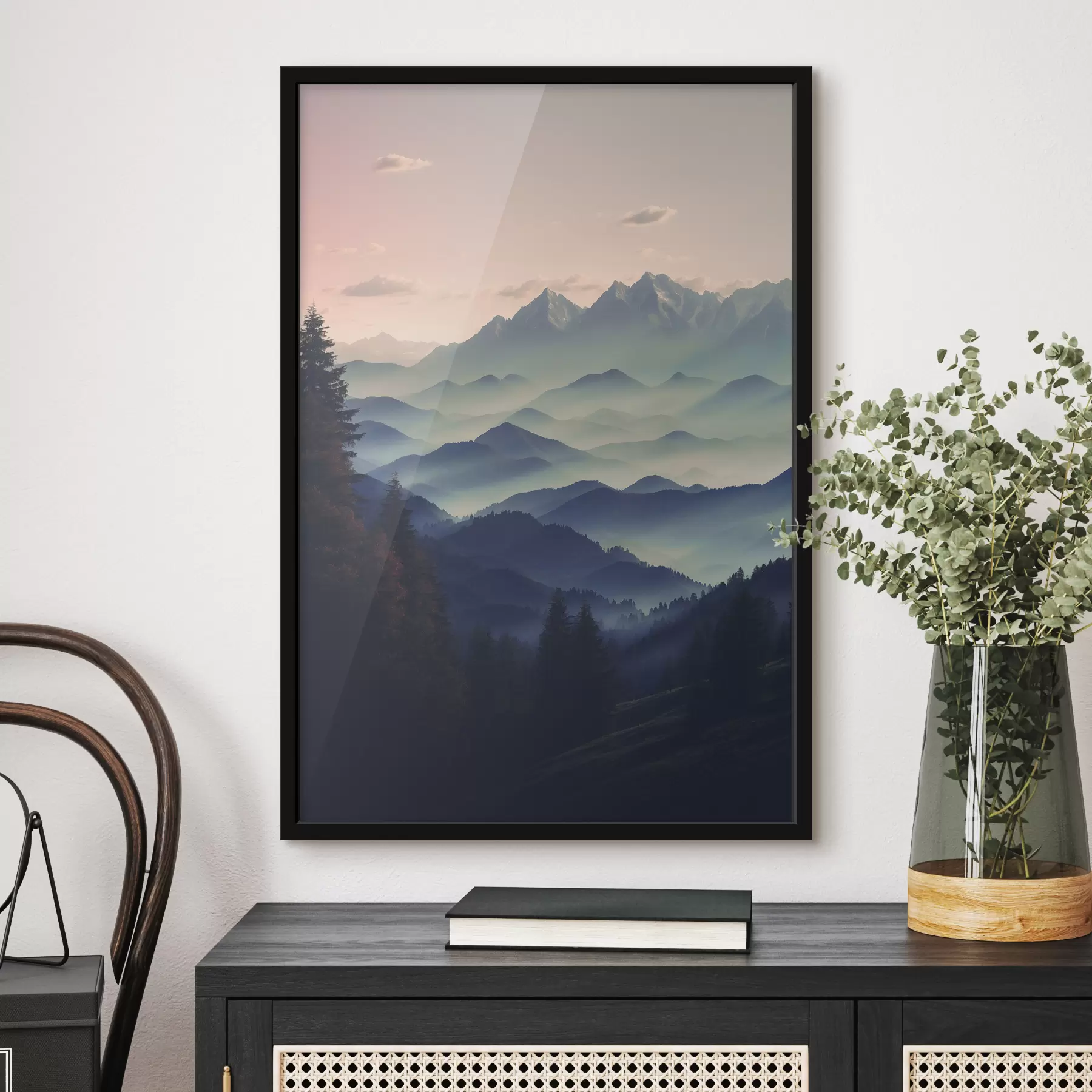Tableau Vue de la montagne dans le brouillard f40851