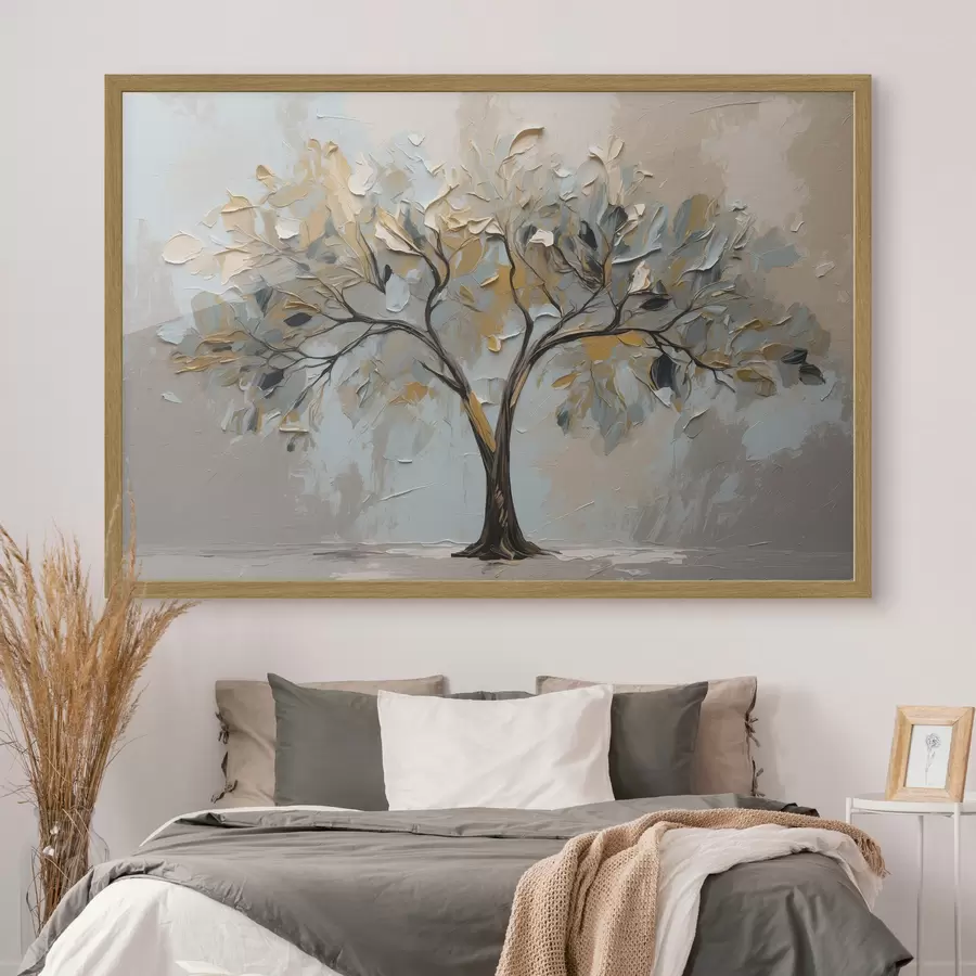 Papier peint Arbre sur fond d'huile abstraite f40858