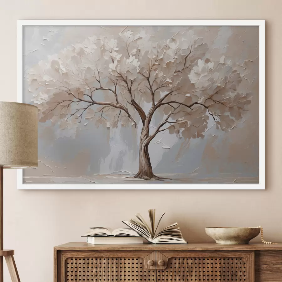 Papier peint Arbre blanc sur fond d'huile abstraite f40860