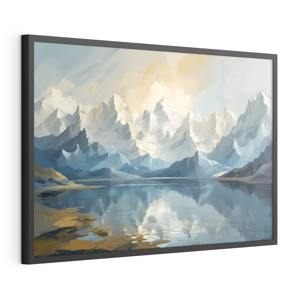 Poster Lac et montagnes enneigées f40861
