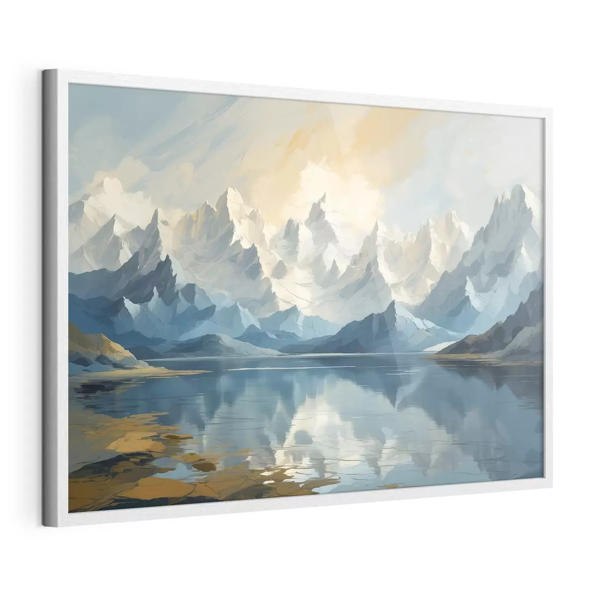 Poster Lac et montagnes enneigées f40861