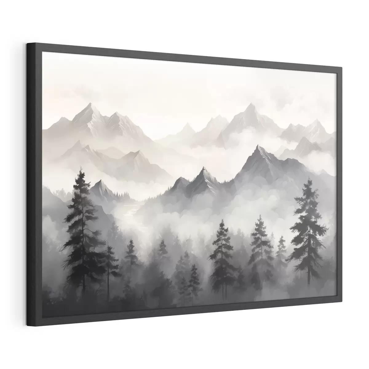 Poster Pins dans la brume des sommets f40866