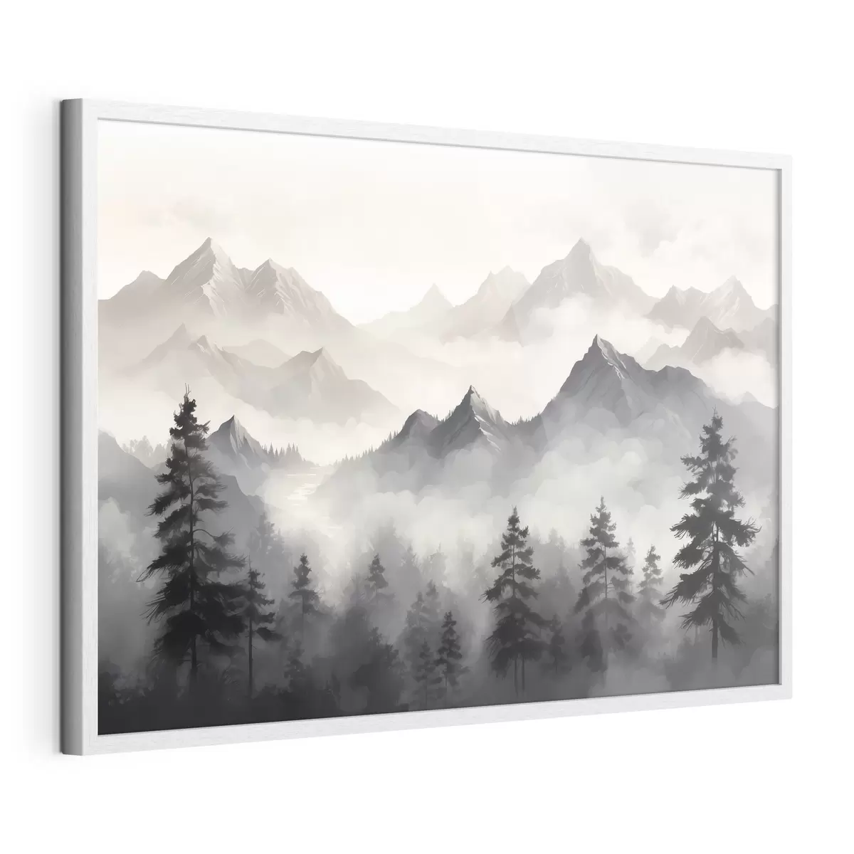 Poster Pins dans la brume des sommets f40866