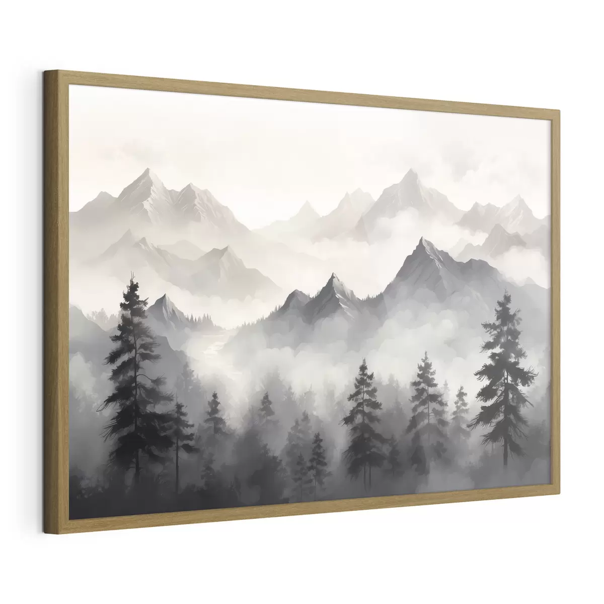 Poster Pins dans la brume des sommets f40866