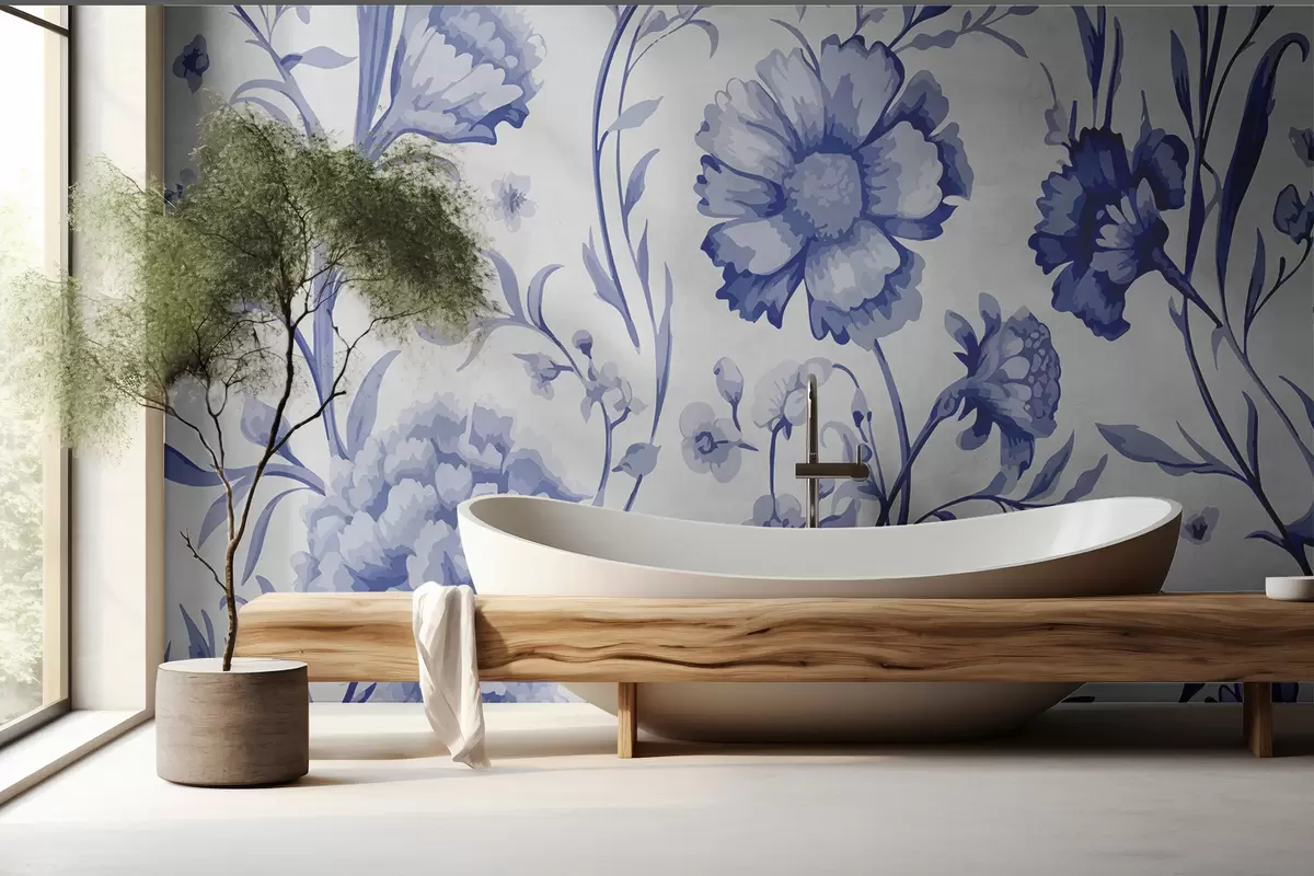 Papier peint Fleurs bleues w01744