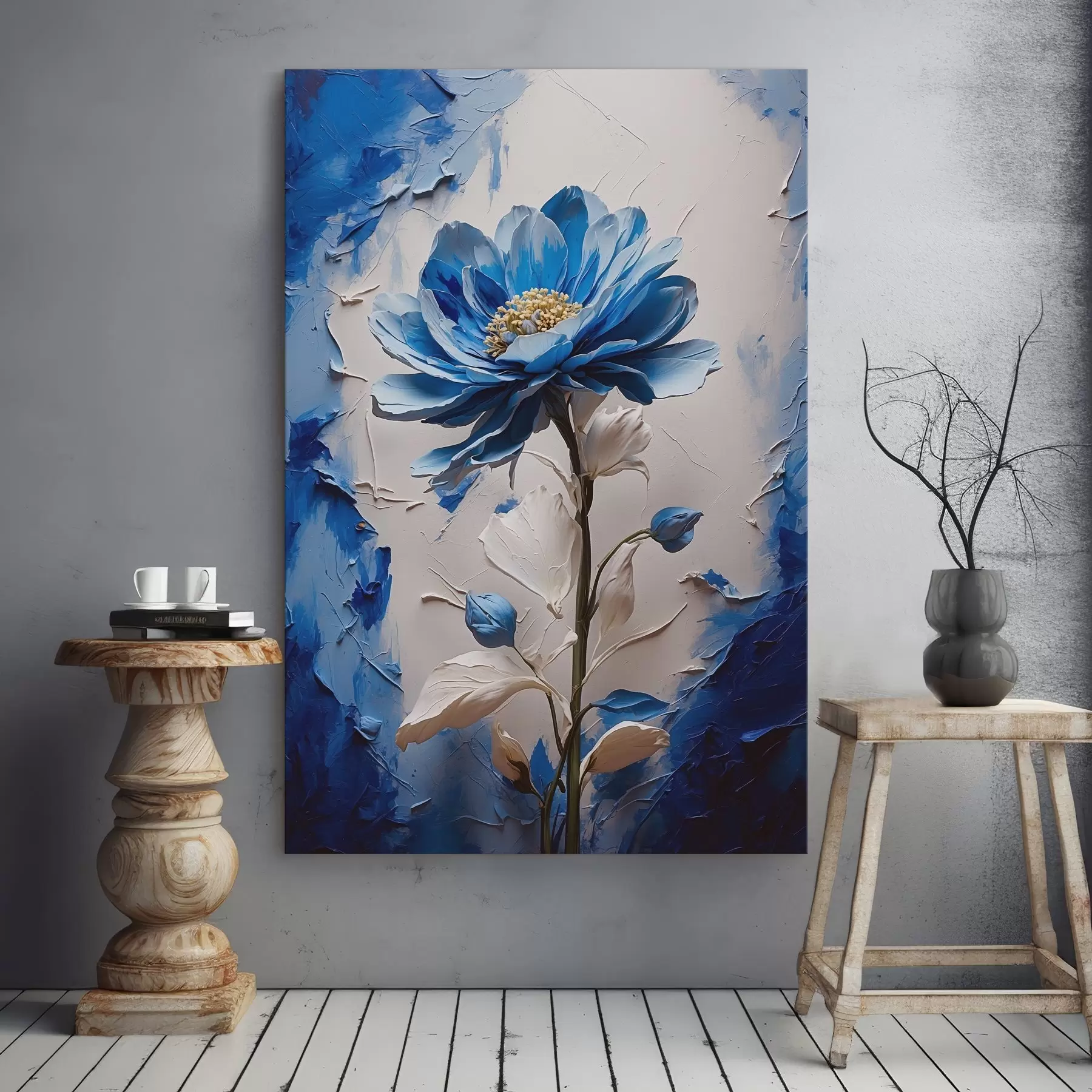Papier peint Élégante fleur bleue aux pétales souples s38736