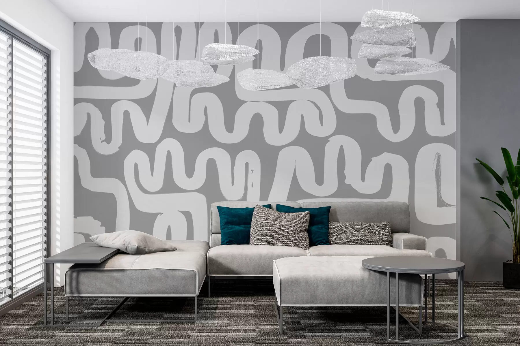 Papier peint Lignes sinueuses grises w01686v2