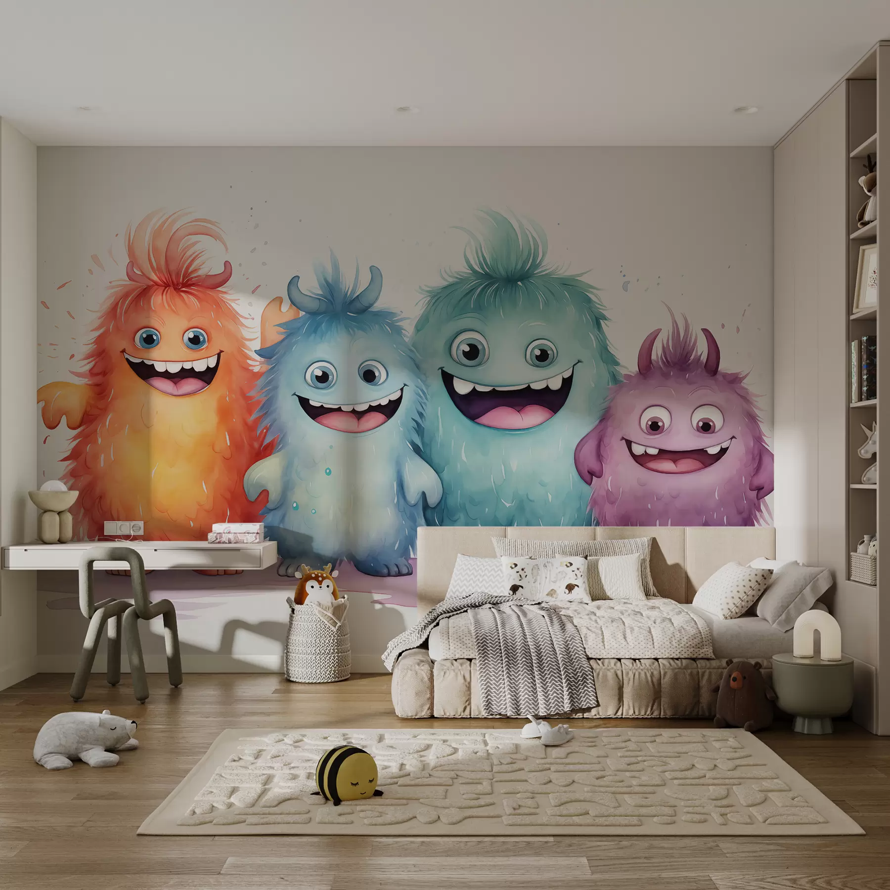 Tableau Cartoon monsters watercolor w01783