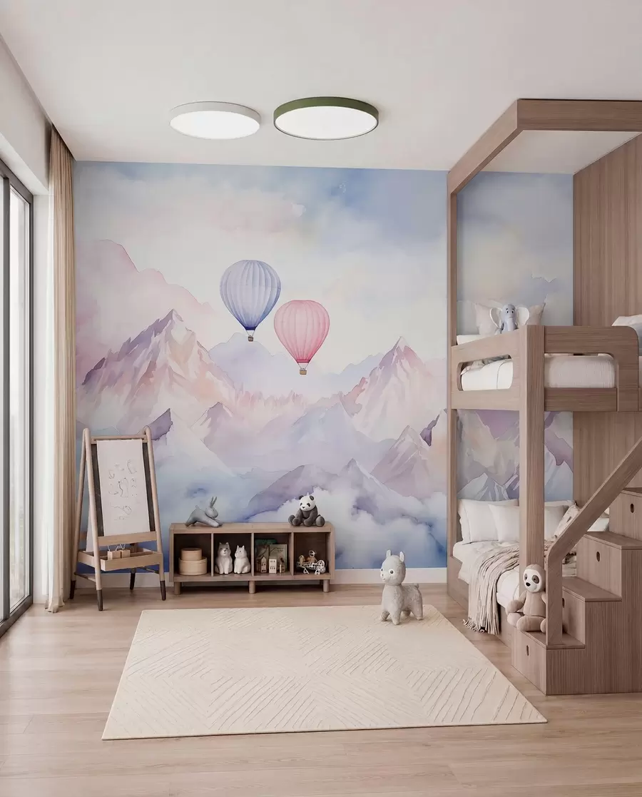 Papier peint Ballons sur les cimes roses w01786