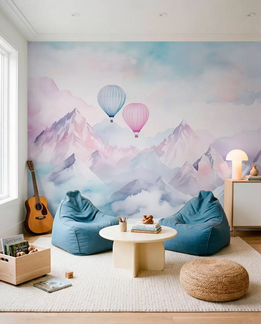 Papier peint Ballons sur les sommets bleus w01786v1
