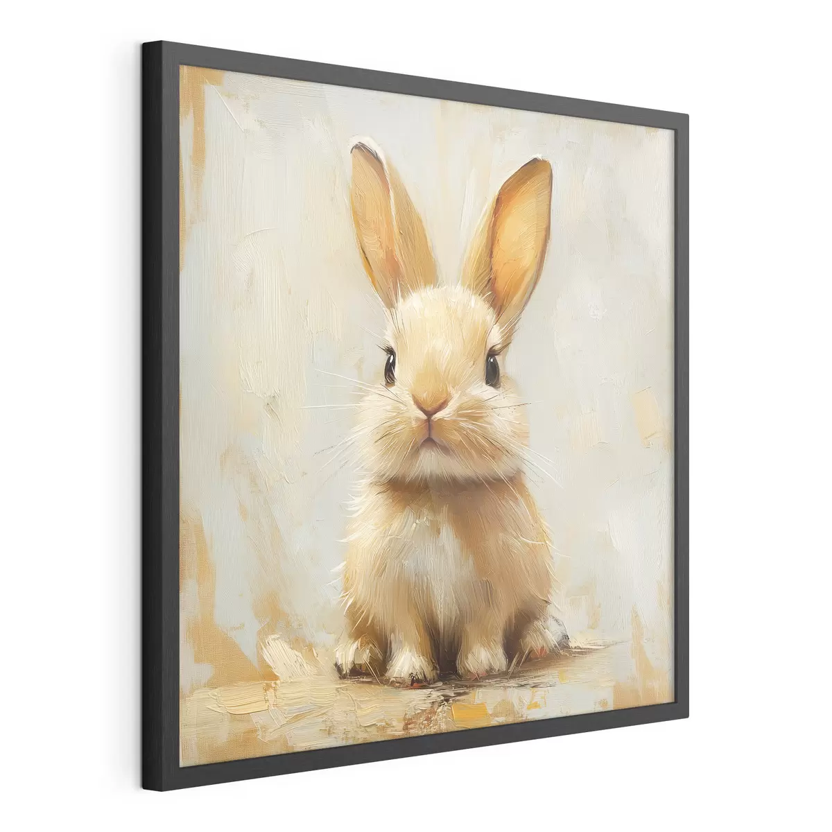 Poster Lapin beige sur fond clair avec des coups de pinceau audacieux f41000