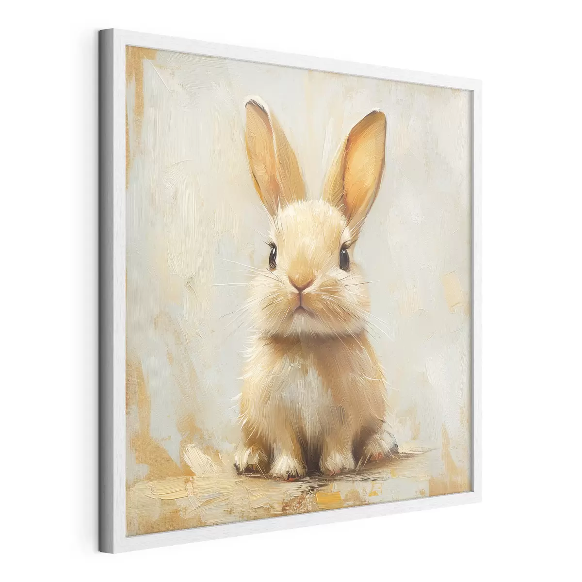Poster Lapin beige sur fond clair avec des coups de pinceau audacieux f41000