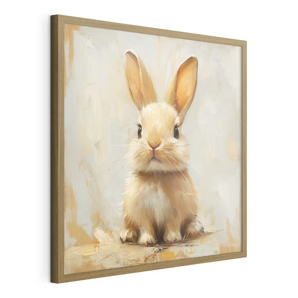 Poster Lapin beige sur fond clair avec des coups de pinceau audacieux f41000