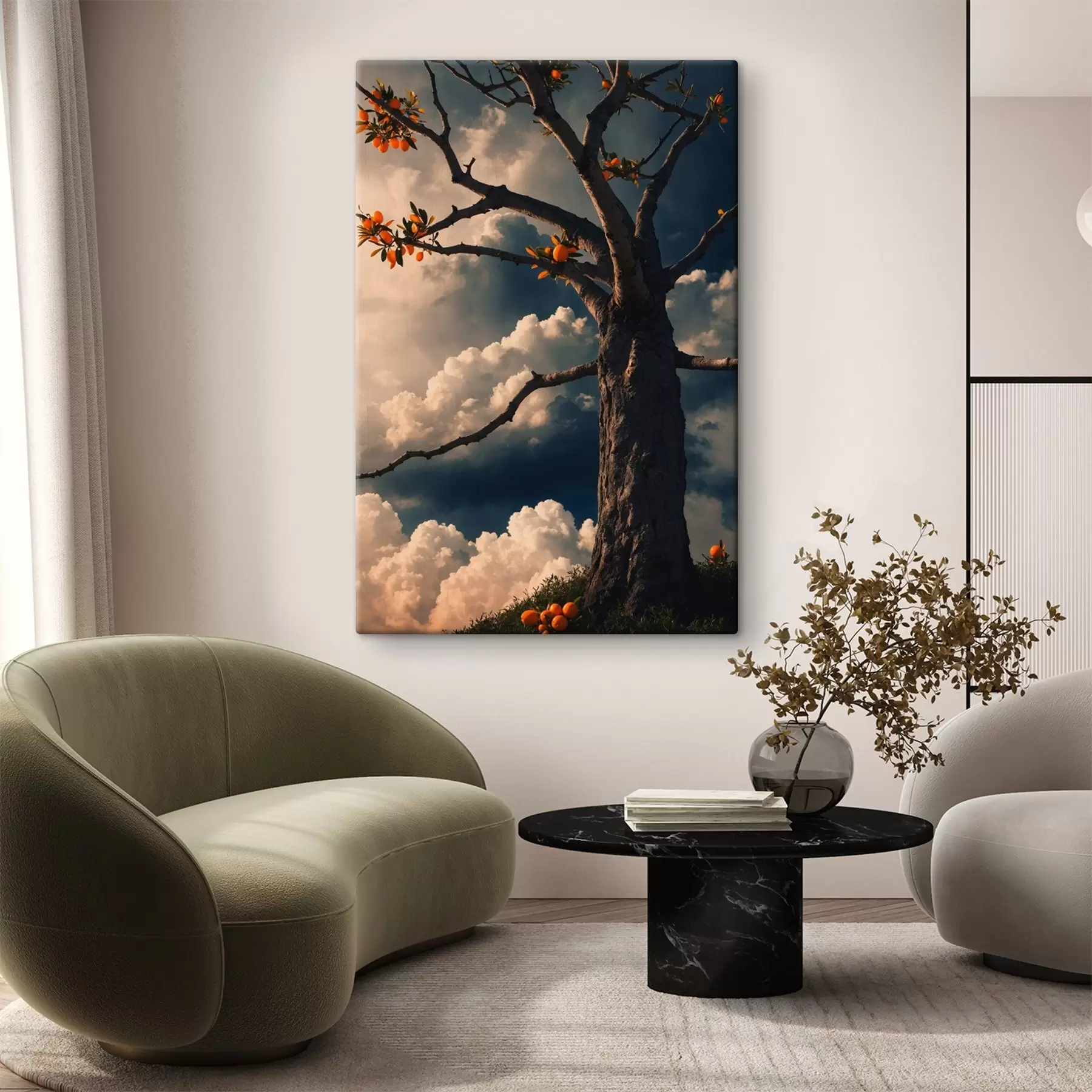 Tableau Oranger sur fond de nuages s41050