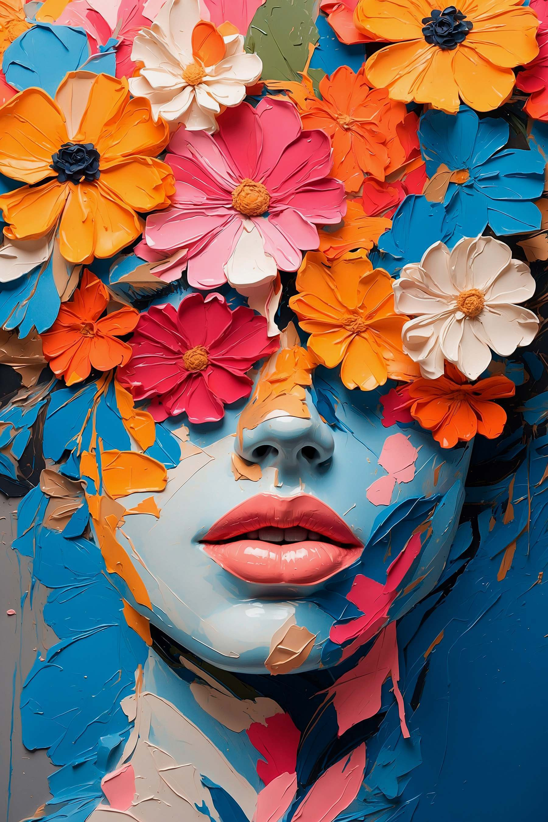 Poster 30x40 Cm Art Mural Surréaliste Femme Fleurs - ARTTOR, Impression Moderne
