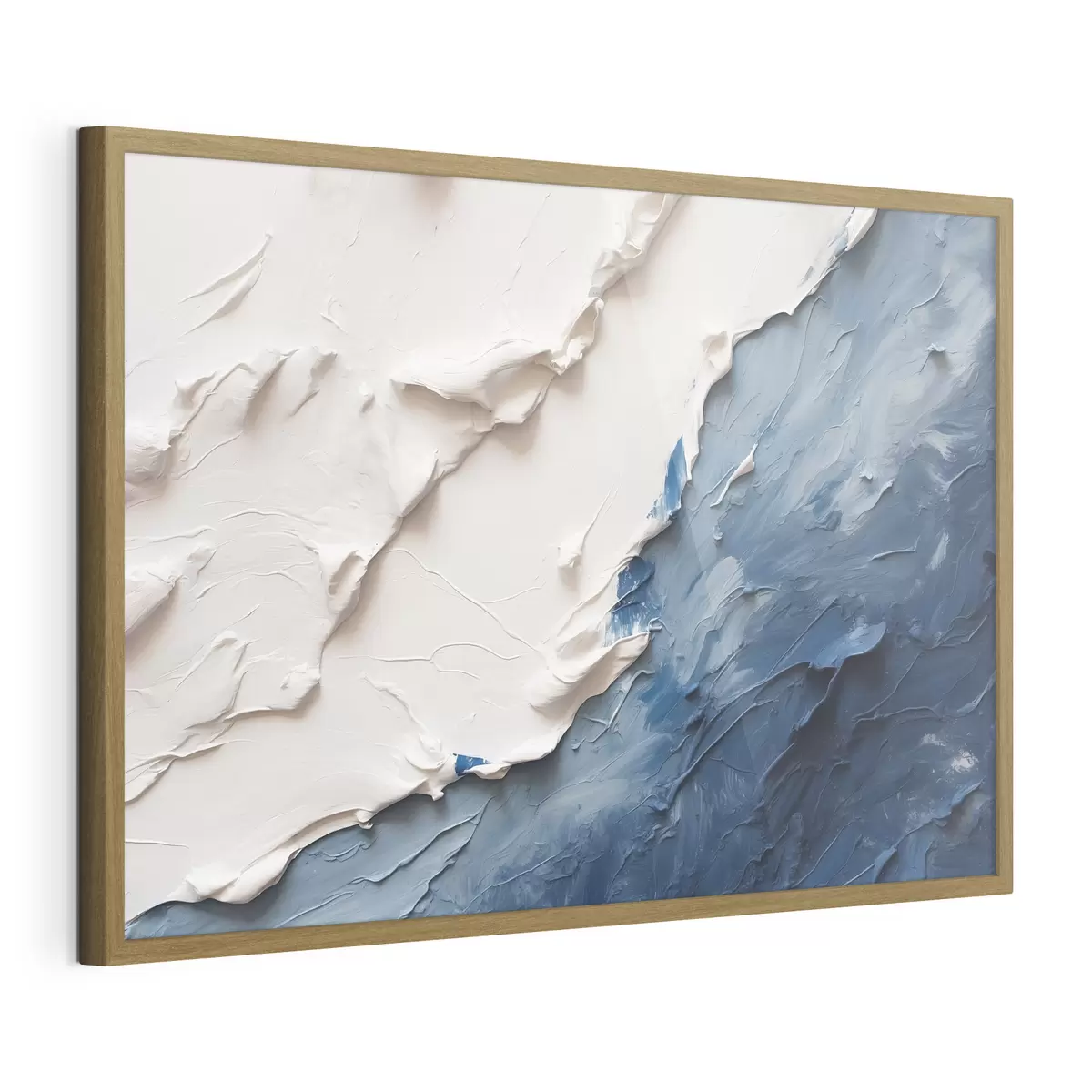 Poster Abstraction avec des couleurs à l'huile blanches et bleues f41025