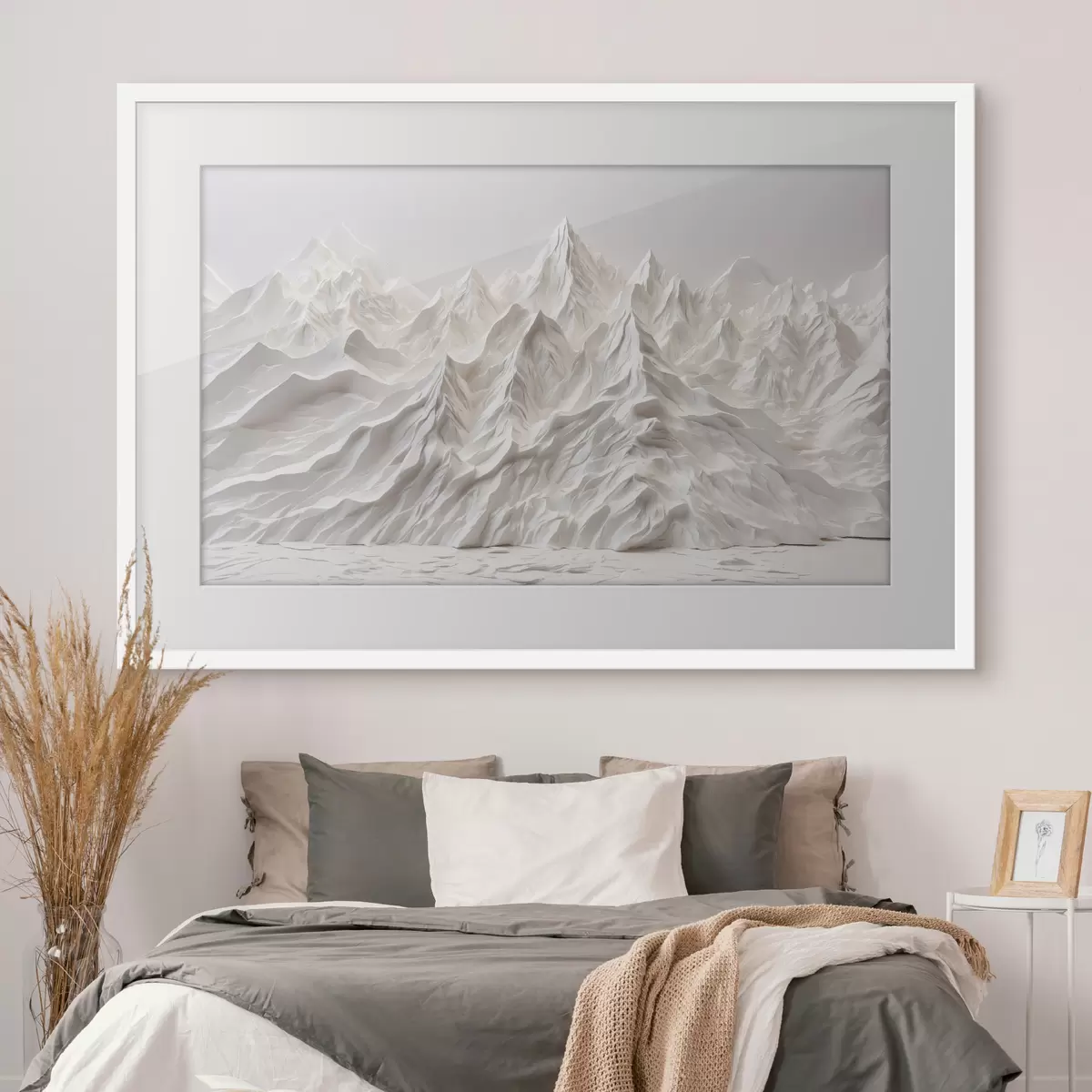 Poster Montagnes blanches abstraites f41037