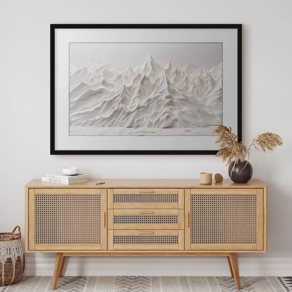 Poster Montagnes blanches abstraites f41037