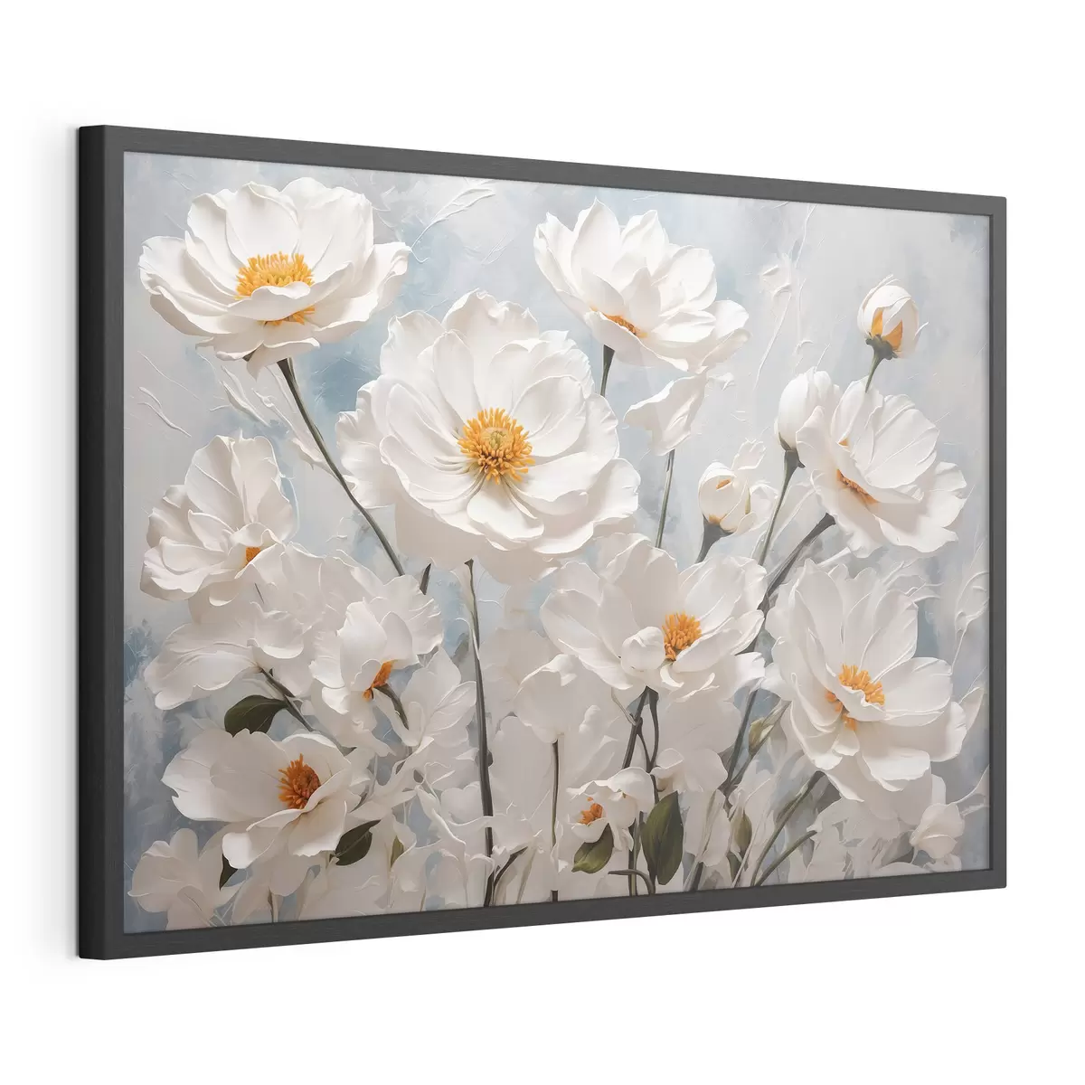 Poster Fleurs blanches, jour bleu f41041