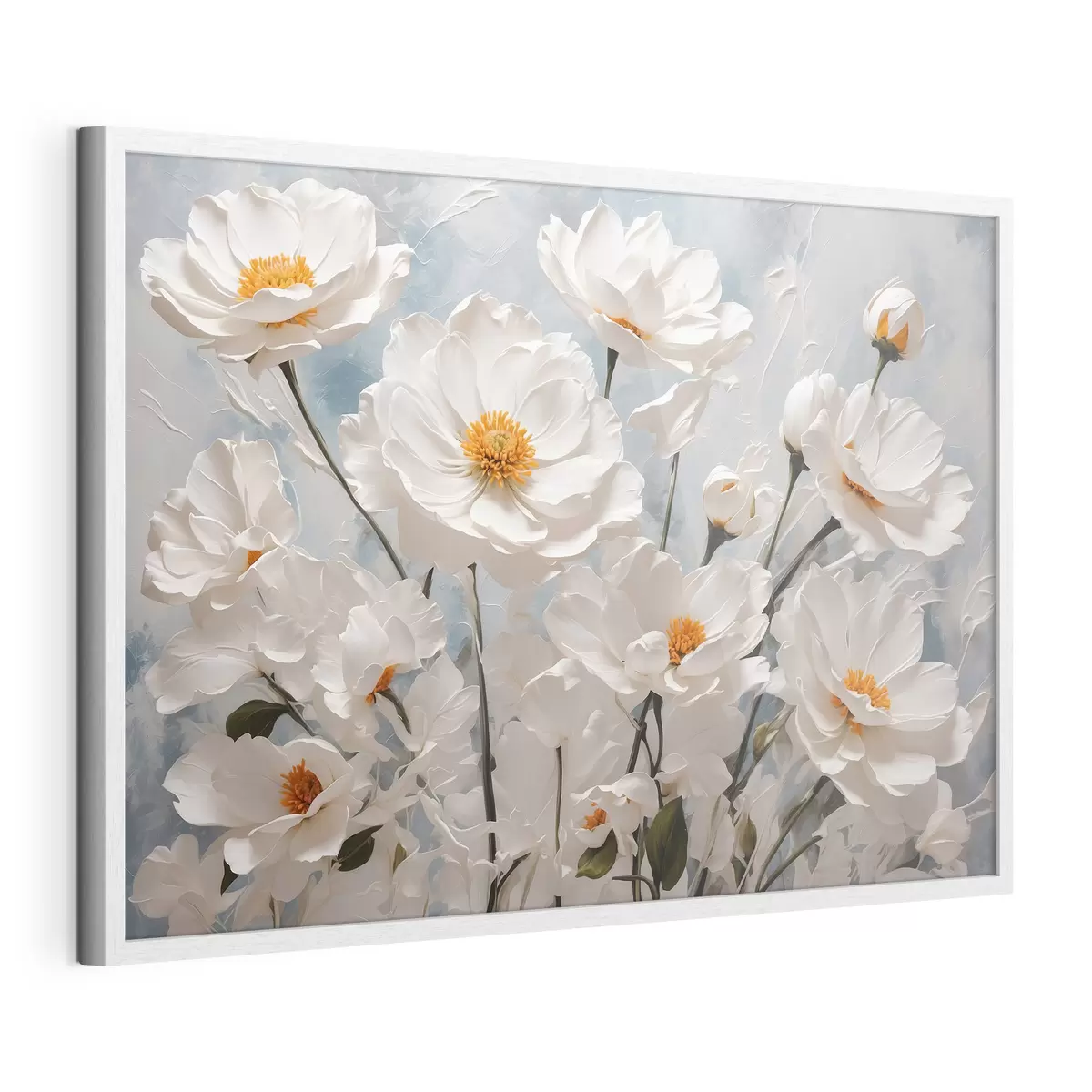 Poster Fleurs blanches, jour bleu f41041