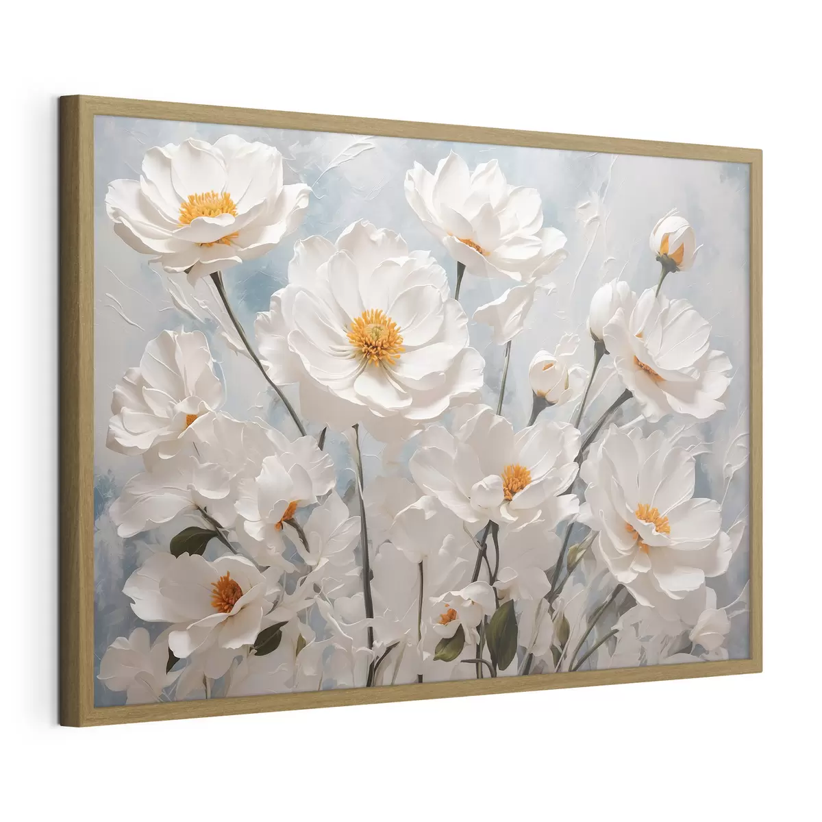 Poster Fleurs blanches, jour bleu f41041