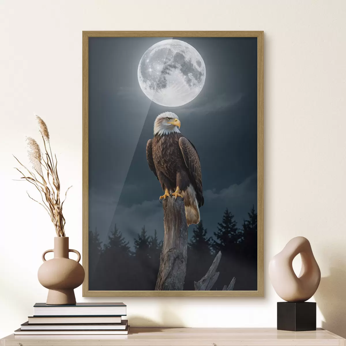 Poster Aigle sur fond de lune f41043