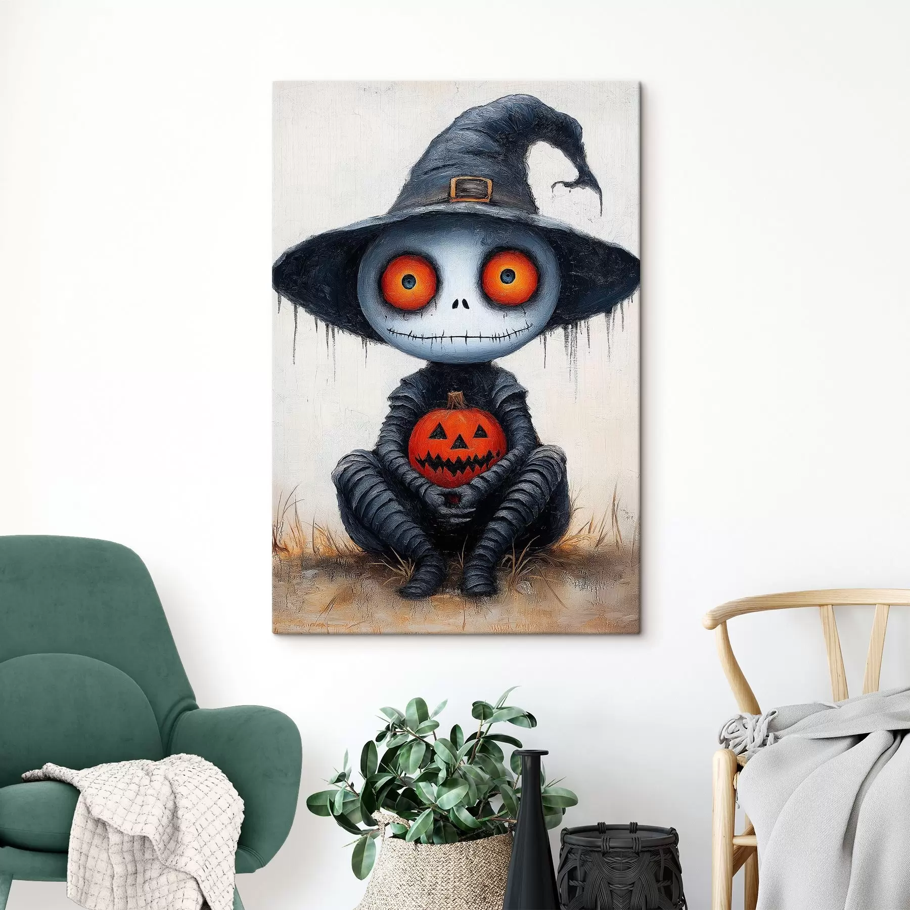 Tableau Garçon avec une citrouille d'Halloween s41127