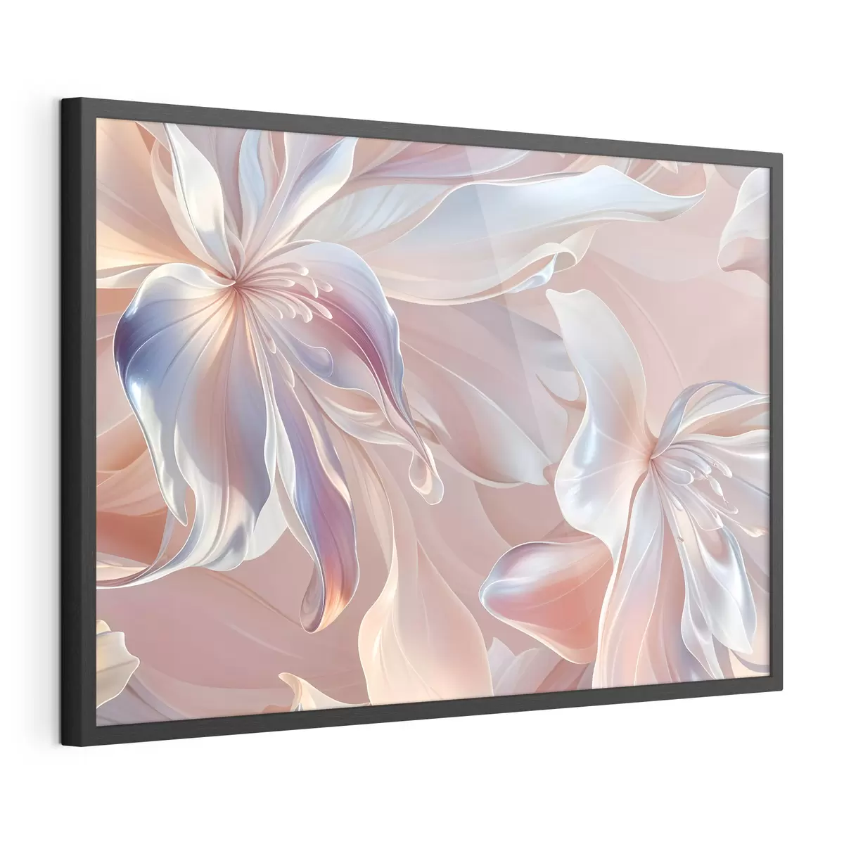 Poster Pétales de fleurs délicats, de couleur pastel, aux formes et textures fluides, créant une composition florale abstraite f41098