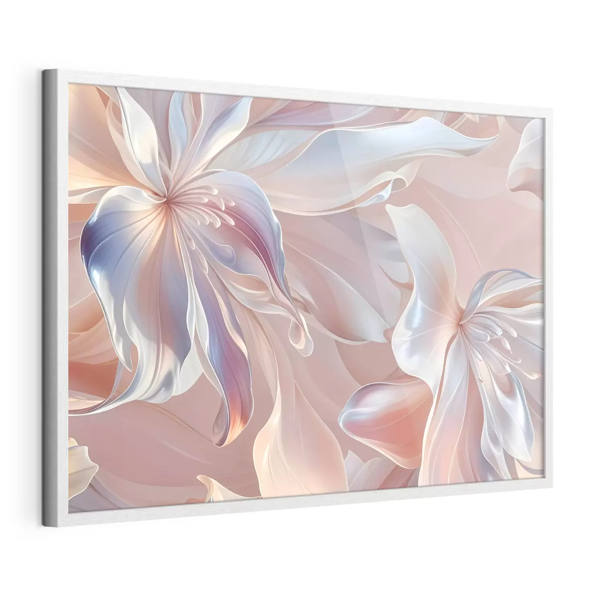 Poster Pétales de fleurs délicats, de couleur pastel, aux formes et textures fluides, créant une composition florale abstraite f41098