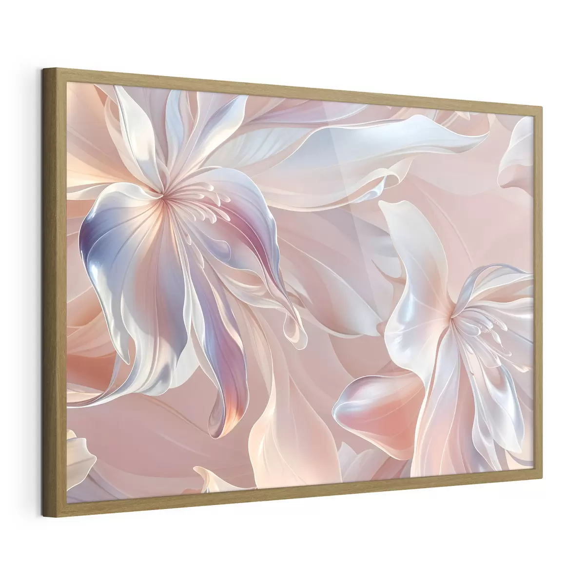 Poster Pétales de fleurs délicats, de couleur pastel, aux formes et textures fluides, créant une composition florale abstraite f41098