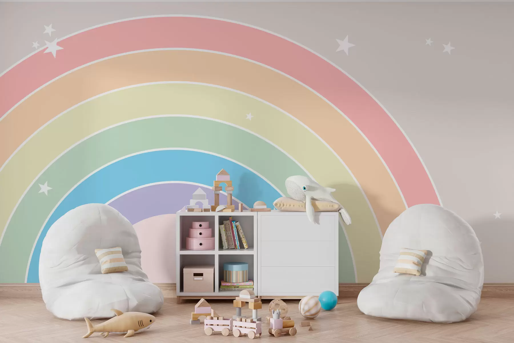 Papier peint Arc-en-ciel avec des étoiles w08305