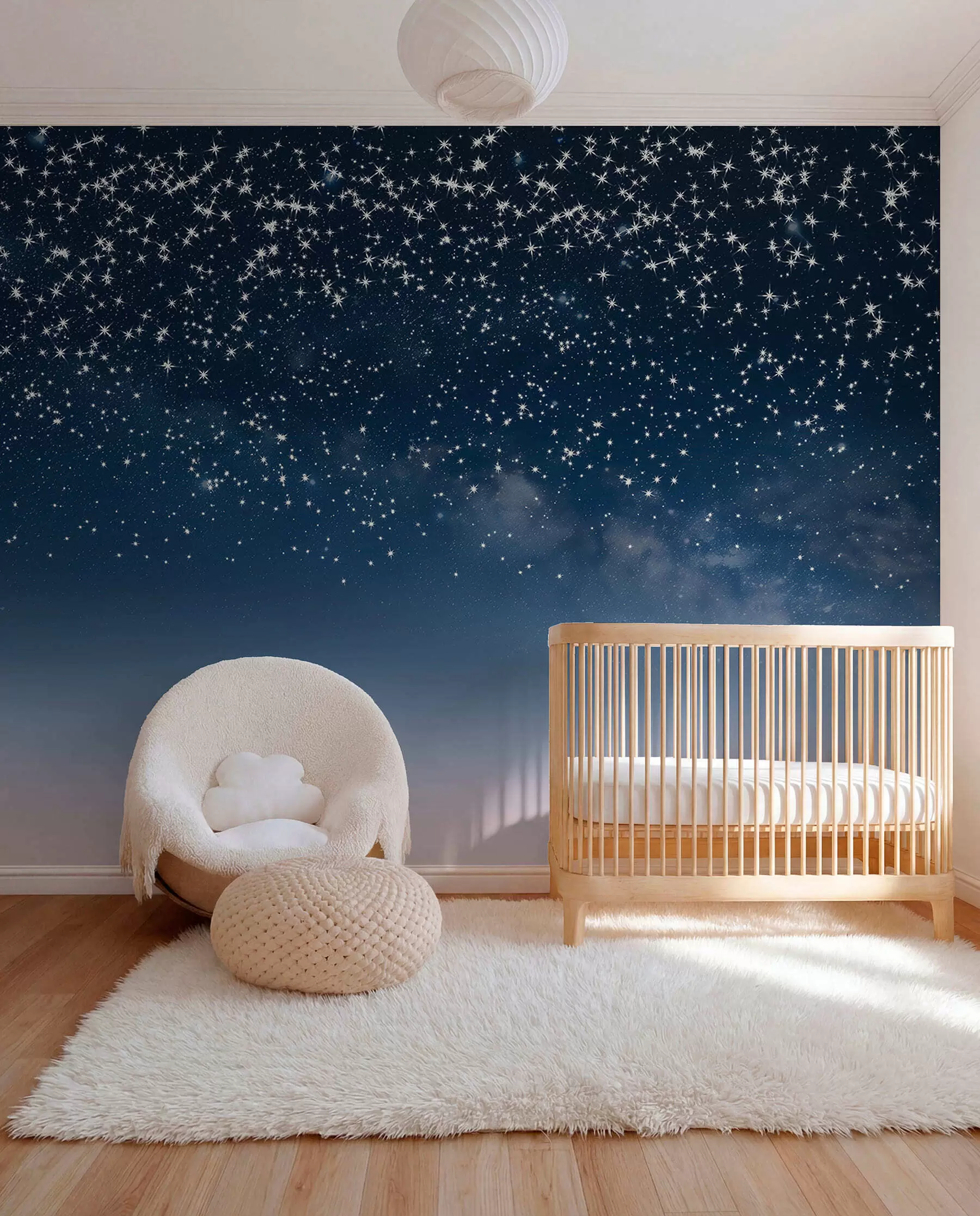Papier peint Pluie d’étoiles en bleu w01797
