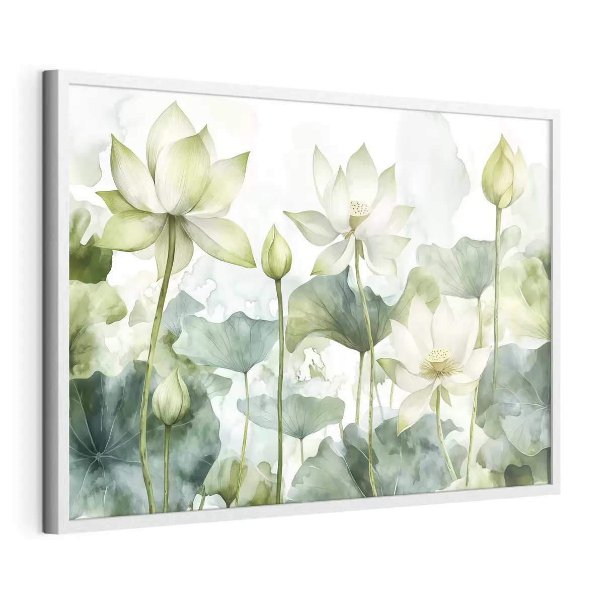Poster Lotus aquarelle, verdure luxuriante f41226