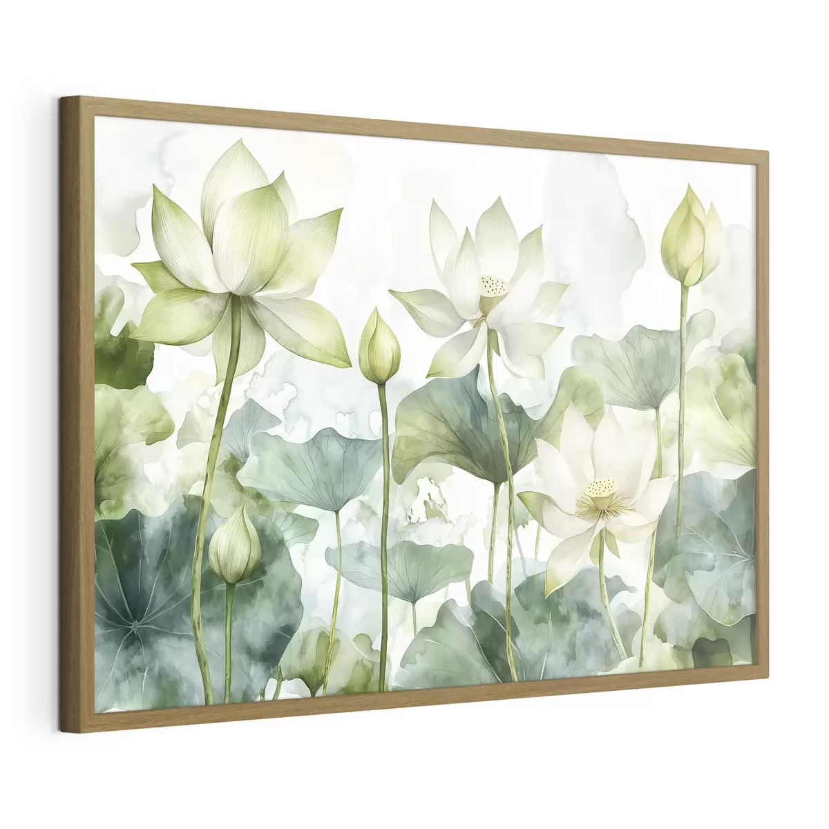 Poster Lotus aquarelle, verdure luxuriante f41226
