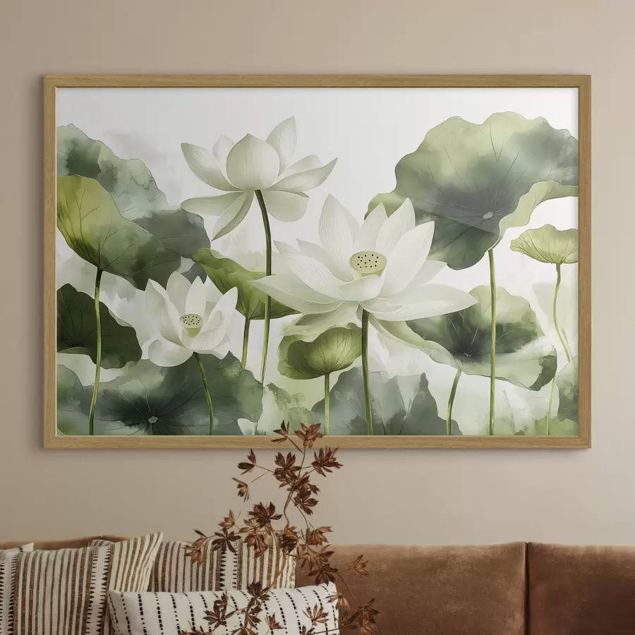 Papier peint Belle aquarelle de fleurs de lotus f41227
