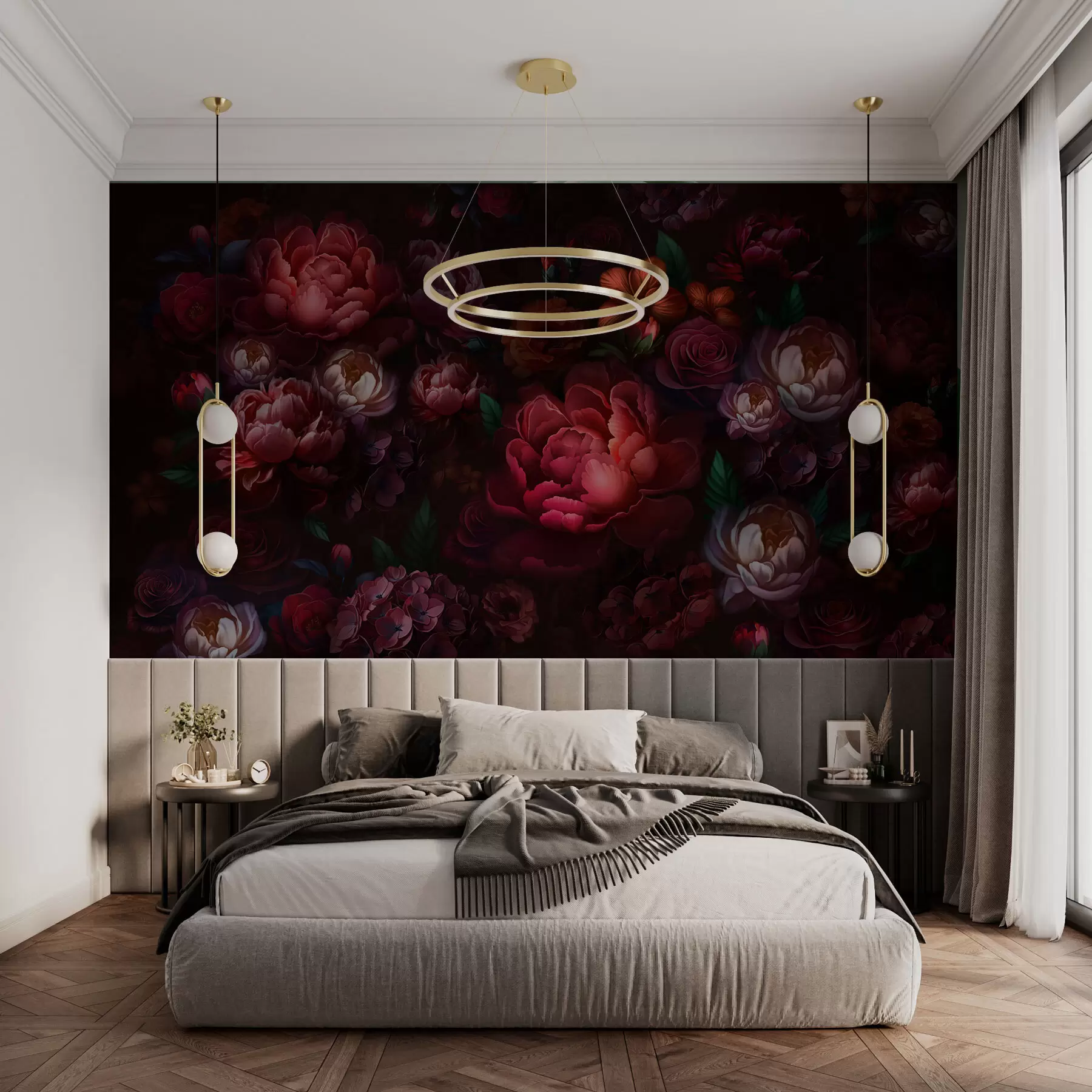 Papier peint Jardin nocturne carmin w01794