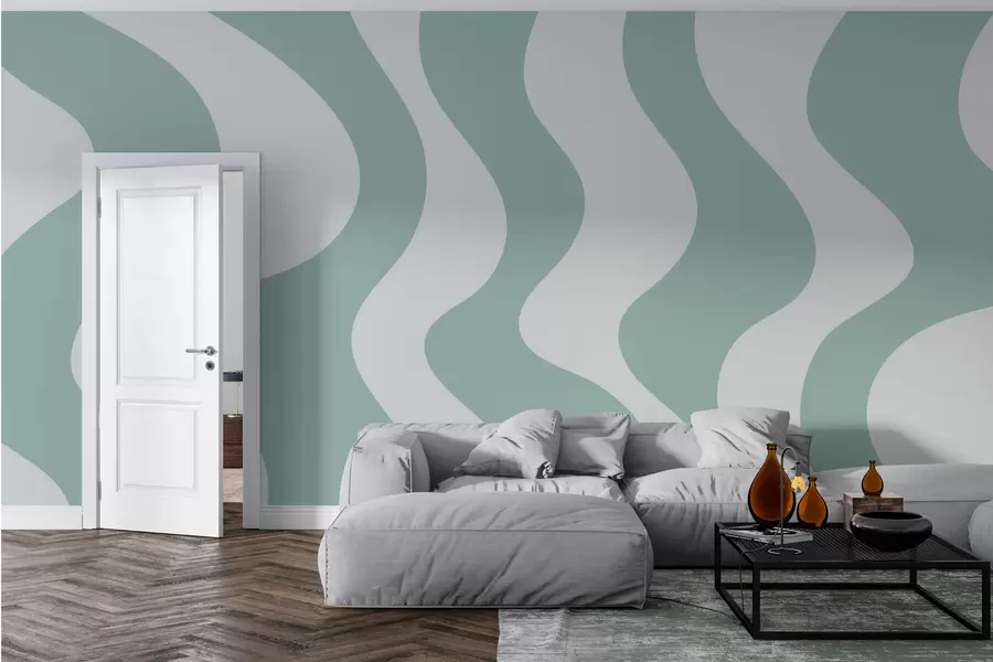 Papier peint Lignes vertes sinueuses w01833