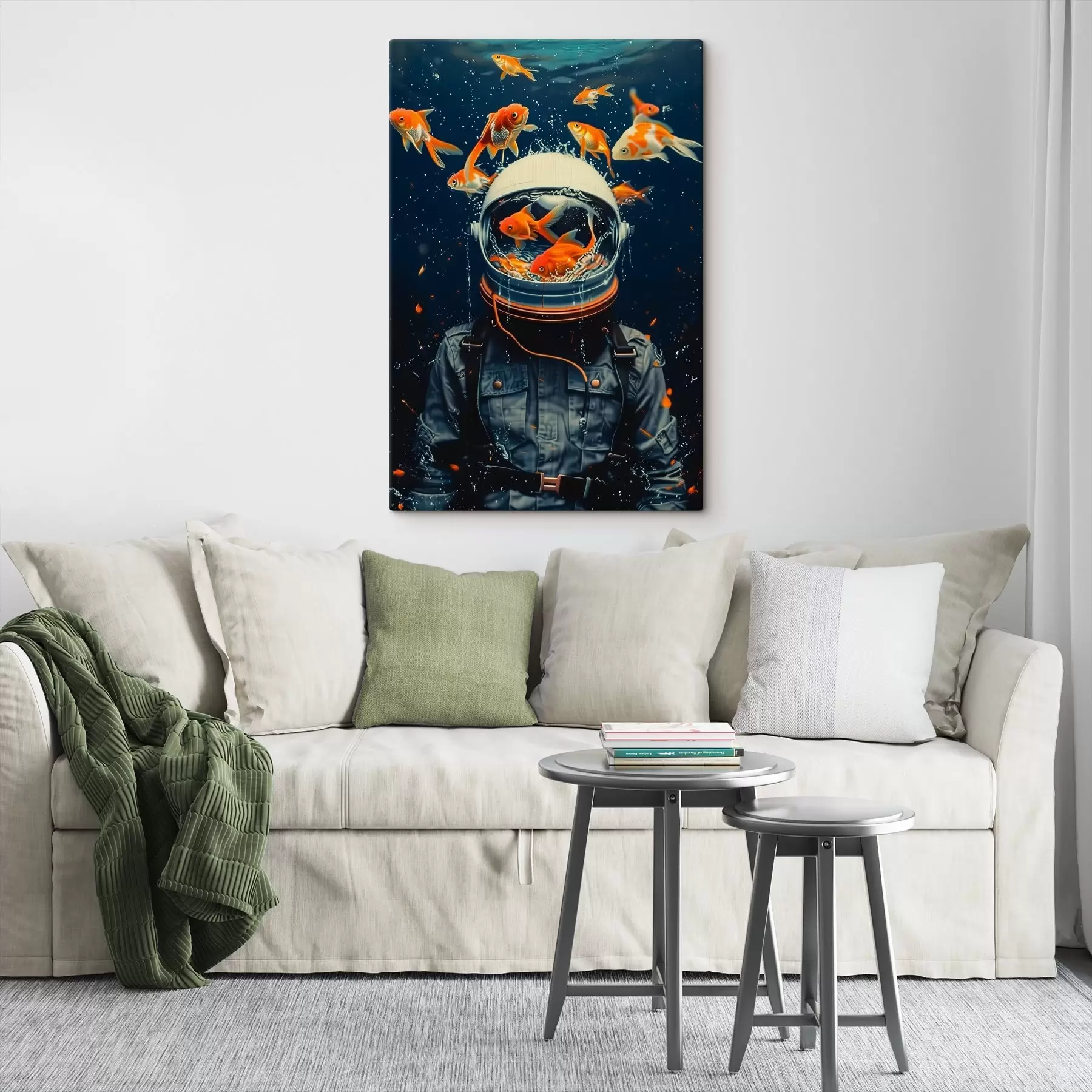 Papier peint Astronaute nageant avec des poissons enjoués s39041