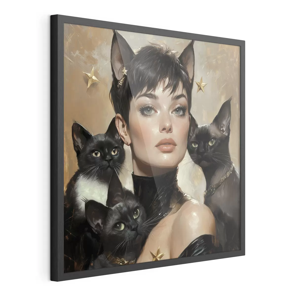 Poster Chatte avec des chats noirs f41344