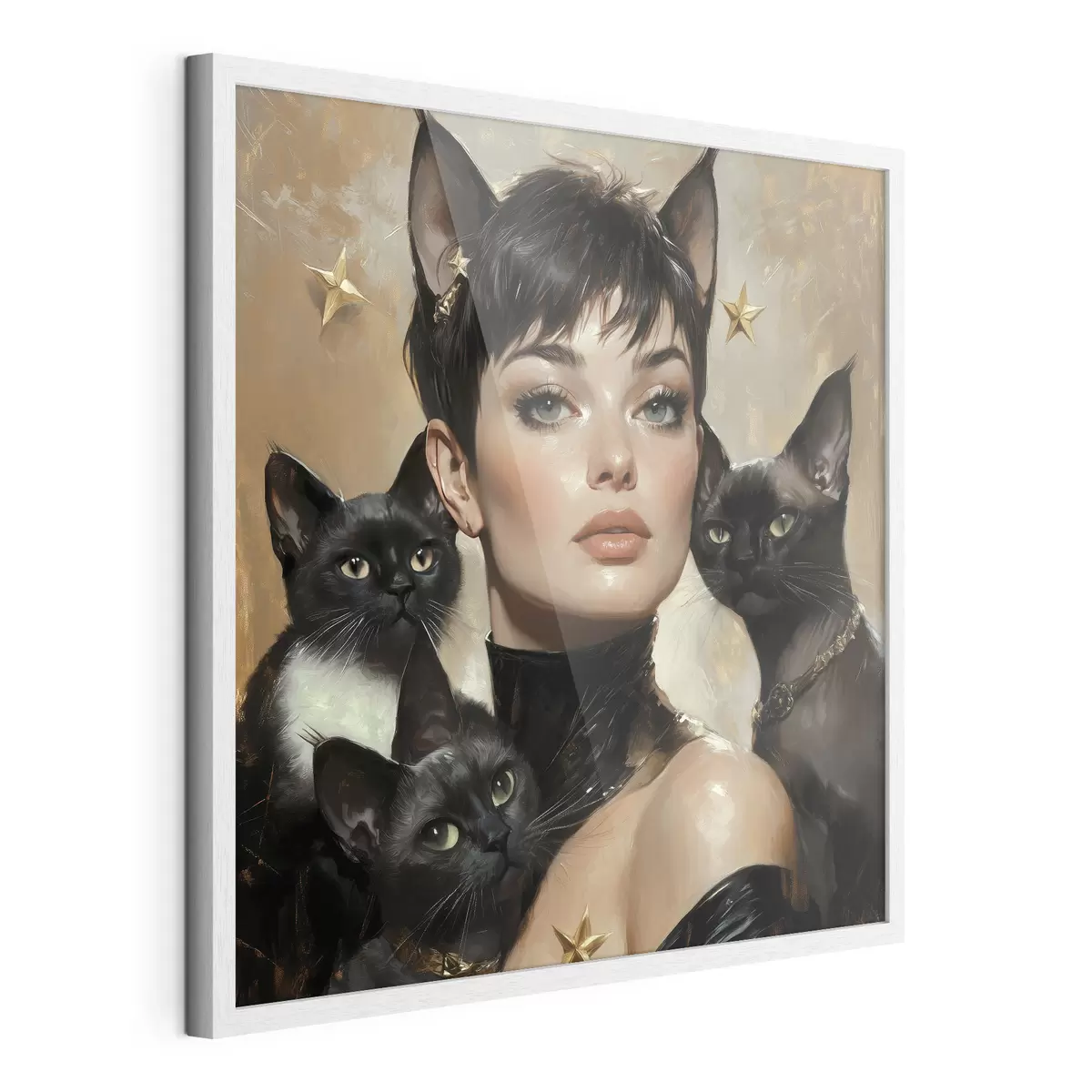 Poster Chatte avec des chats noirs f41344
