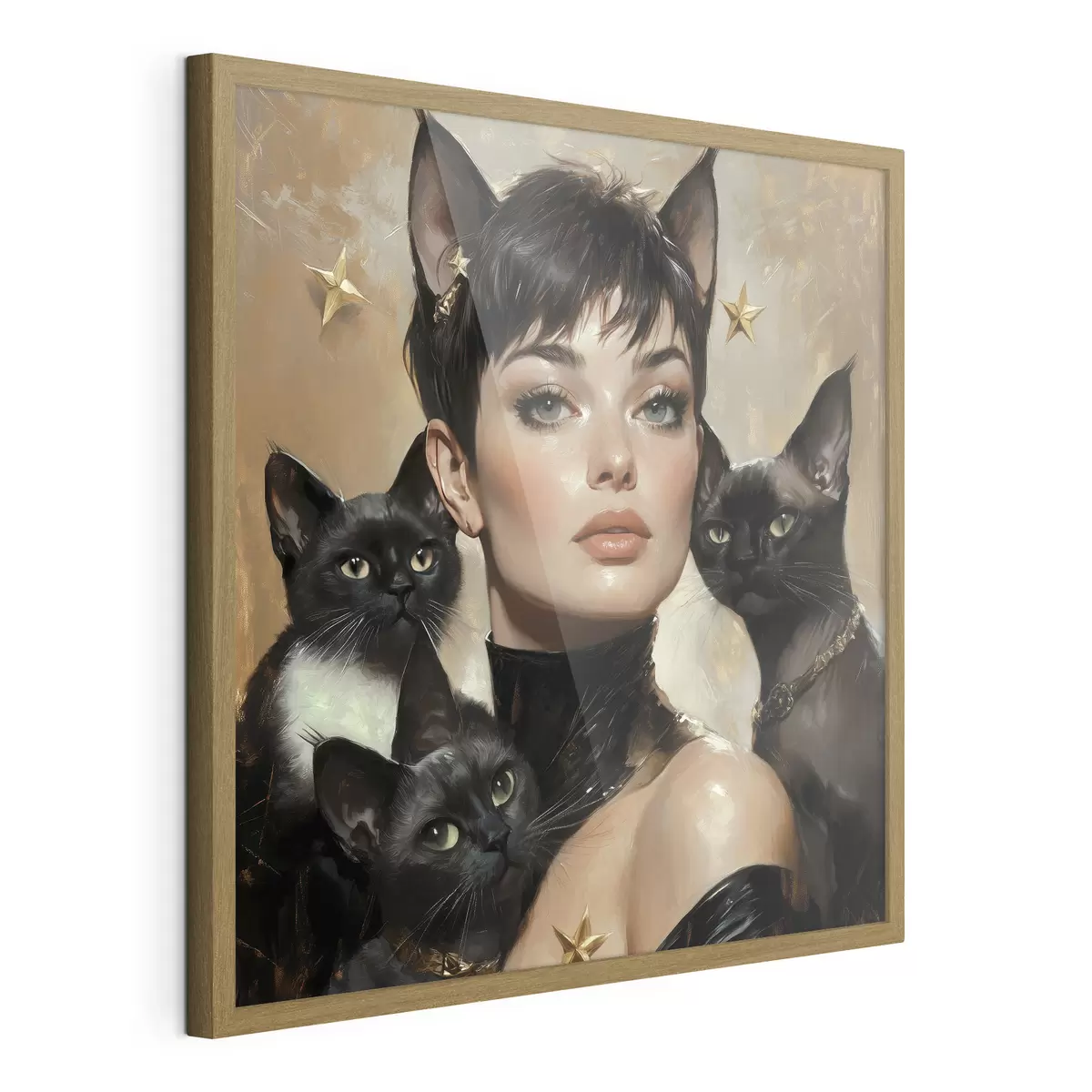Poster Chatte avec des chats noirs f41344
